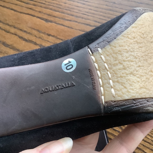 Aquatalia Women's Black Suede Slip on Pumps Block Heel Shoes Black Size 10 - Picture 8 of 9